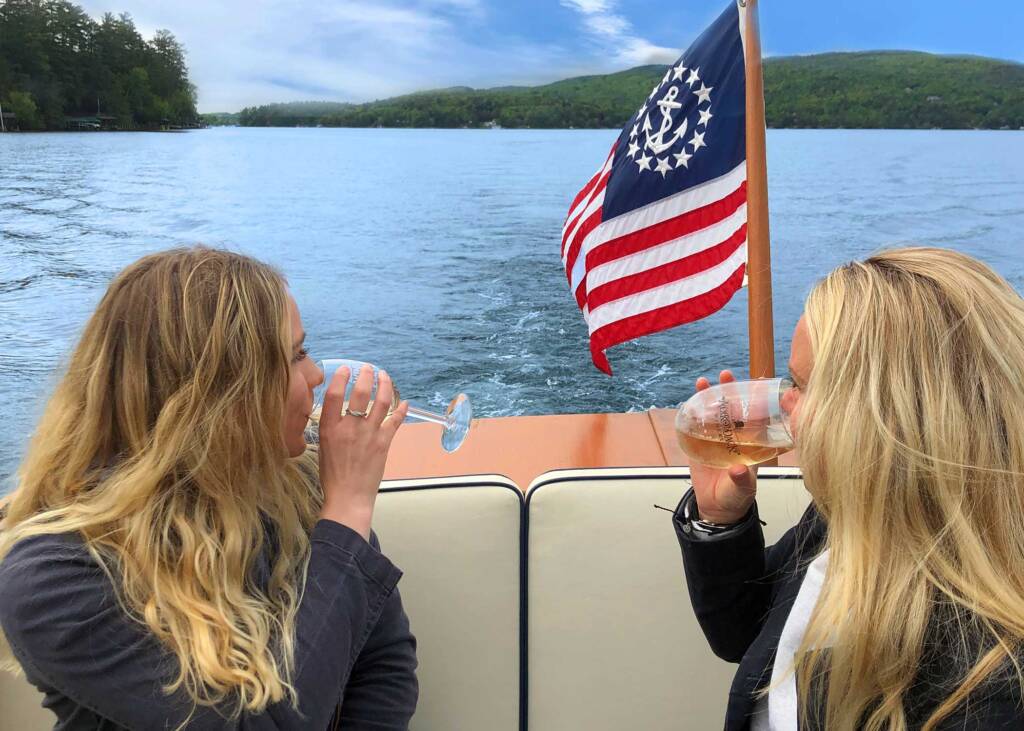 Friends Boating love is on lake george adk wine fest