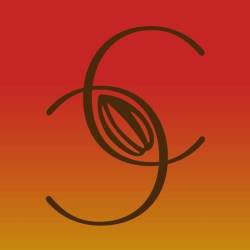 Brand logo featuring intertwined dark brown loops forming an abstract S shape on a red-to-orange gradient background.